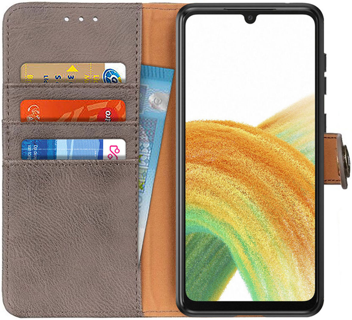 KHAZNEH Samsung Galaxy A33 Hoesje Portemonnee Book Case Grijs afbeelding 1