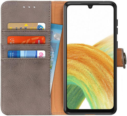 KHAZNEH Samsung Galaxy A33 Hoesje Portemonnee Book Case Grijs afbeelding 1