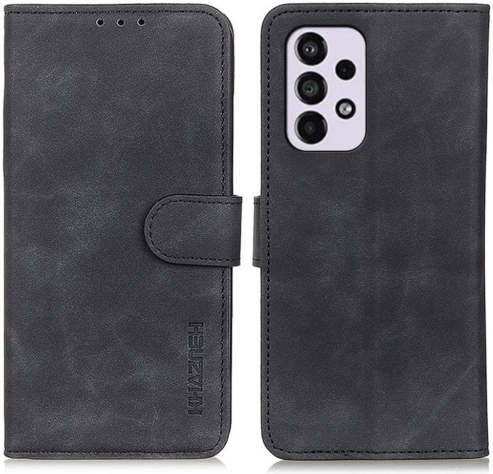 KHAZNEH Samsung Galaxy A33 Hoesje Retro Wallet Book Case Zwart afbeelding 3