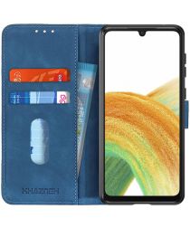 KHAZNEH Samsung Galaxy A33 Hoesje Retro Wallet Book Case Blauw