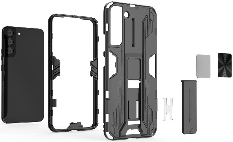 Samsung Galaxy S22 Plus Hoesje Shockproof Kickstand Back Cover Zwart afbeelding 3