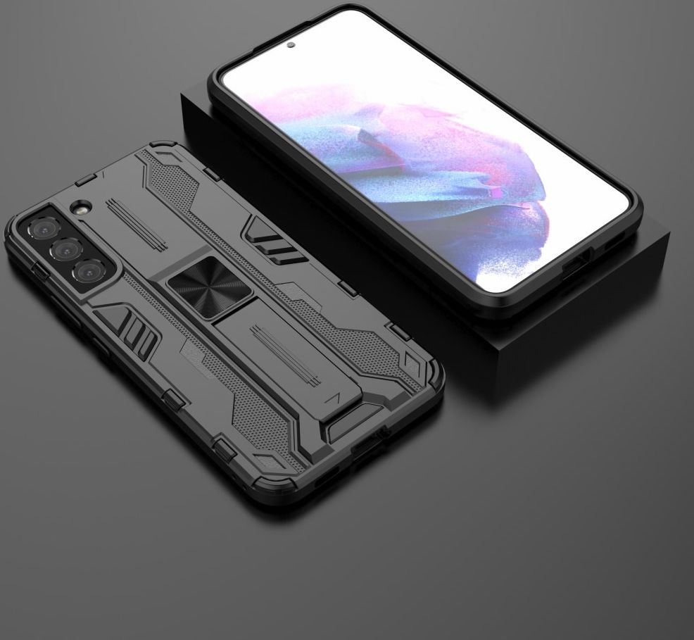 Samsung Galaxy S22 Plus Hoesje Shockproof Kickstand Back Cover Zwart afbeelding 6