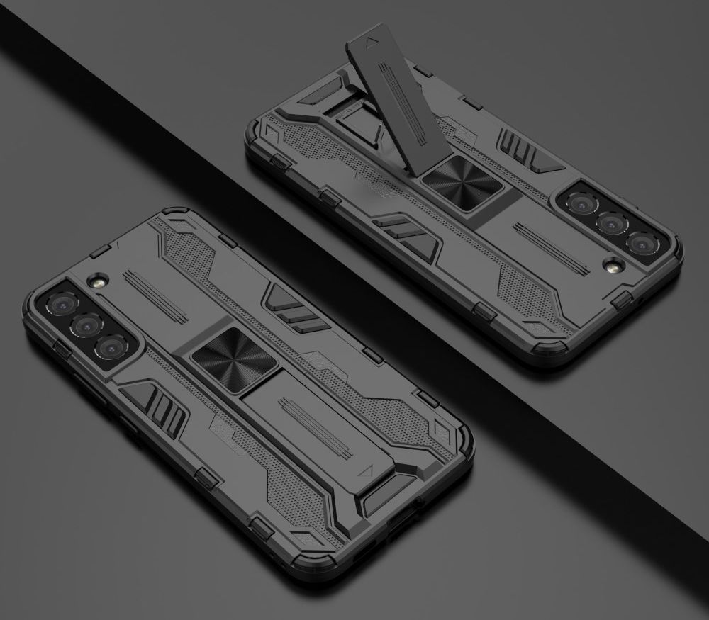 Samsung Galaxy S22 Plus Hoesje Shockproof Kickstand Back Cover Zwart afbeelding 7