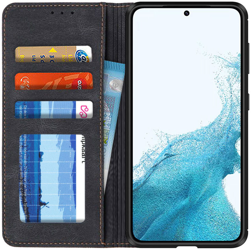 Samsung Galaxy S22 Hoesje Book Case met Pasjes Kunstleer Zwart afbeelding 1