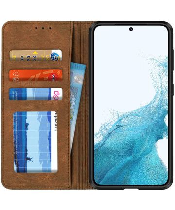 Samsung Galaxy S22 Hoesje Book Case met Pasjes Kunstleer Bruin Hoesjes
