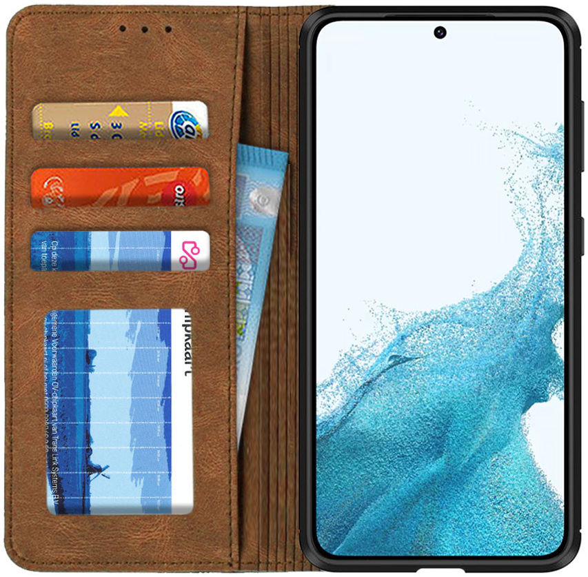Samsung Galaxy S22 Hoesje Book Case met Pasjes Kunstleer Bruin afbeelding 1