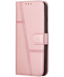 Samsung Galaxy S22 Hoesje Wallet Book Case Kunstleer Roze Goud