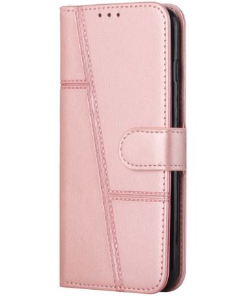Samsung Galaxy S22 Hoesje Wallet Book Case Kunstleer Roze Goud Hoesjes