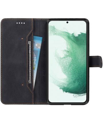 AZNS Samsung Galaxy S22 Plus Hoesje Wallet Book Case Kunstleer Zwart Hoesjes