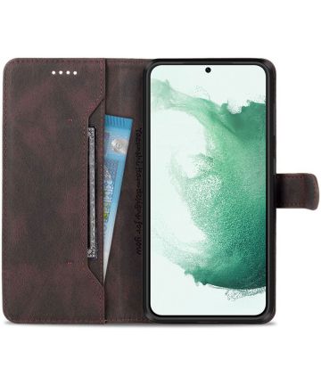 AZNS Samsung Galaxy S22 Plus Hoesje Wallet Book Case Kunstleer Bruin Hoesjes
