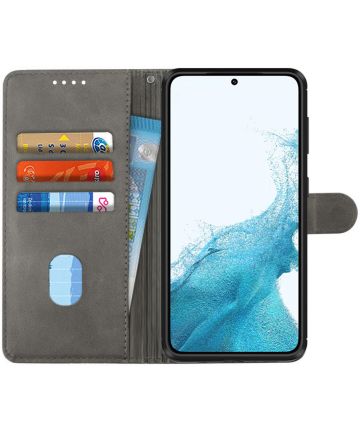 Samsung Galaxy S22 Hoesje Vintage Wallet Book Case Grijs Hoesjes