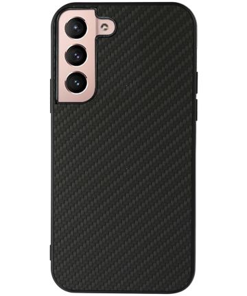 Samsung Galaxy S22 Hoesje Carbon Fiber Back Cover Zwart Hoesjes