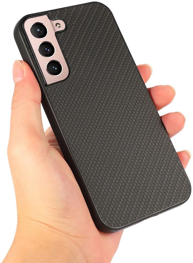 Samsung Galaxy S22 Hoesje Carbon Fiber Back Cover Zwart afbeelding 2