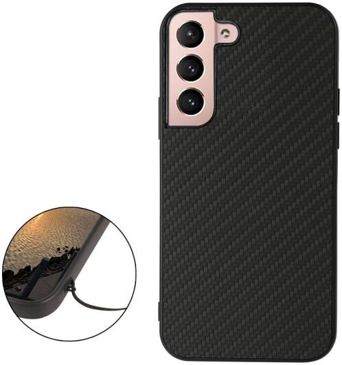 Samsung Galaxy S22 Hoesje Carbon Fiber Back Cover Zwart afbeelding 3