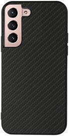 Samsung Galaxy S22 Hoesje Carbon Fiber Back Cover Zwart