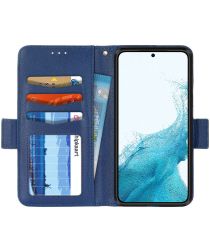 Samsung Galaxy S22 Hoesje Kunstleer Book Case met Pasjes Blauw