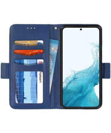 Samsung Galaxy S22 Hoesje Kunstleer Book Case met Pasjes Blauw Hoesjes