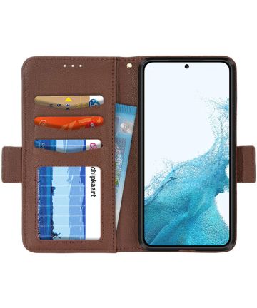 Samsung Galaxy S22 Hoesje Kunstleer Book Case met Pasjes Bruin Hoesjes