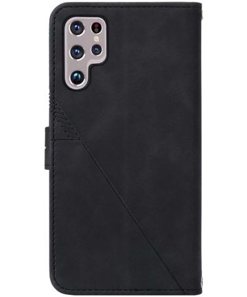 Samsung Galaxy S22 Ultra Hoesje Book Case met Koord Kunstleer Zwart Hoesjes