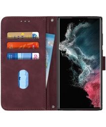 Samsung Galaxy S22 Ultra Hoesje Book Case met Koord Kunstleer Rood