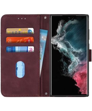 Samsung Galaxy S22 Ultra Hoesje Book Case met Koord Kunstleer Rood Hoesjes