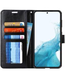 Samsung Galaxy S22 Hoesje Portemonnee Book Case Kunstleer Zwart