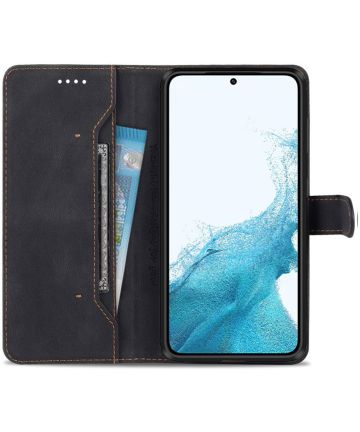 AZNS Samsung Galaxy S22 Hoesje Wallet Book Case Kunstleer Zwart Hoesjes