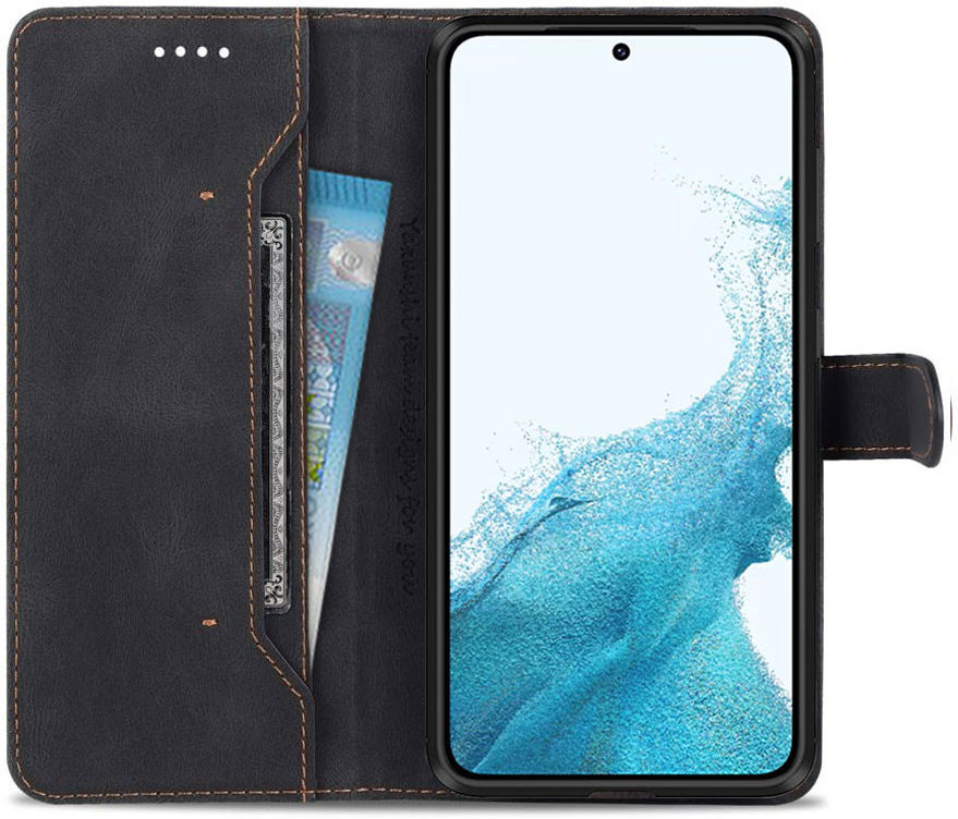 AZNS Samsung Galaxy S22 Hoesje Wallet Book Case Kunstleer Zwart afbeelding 1