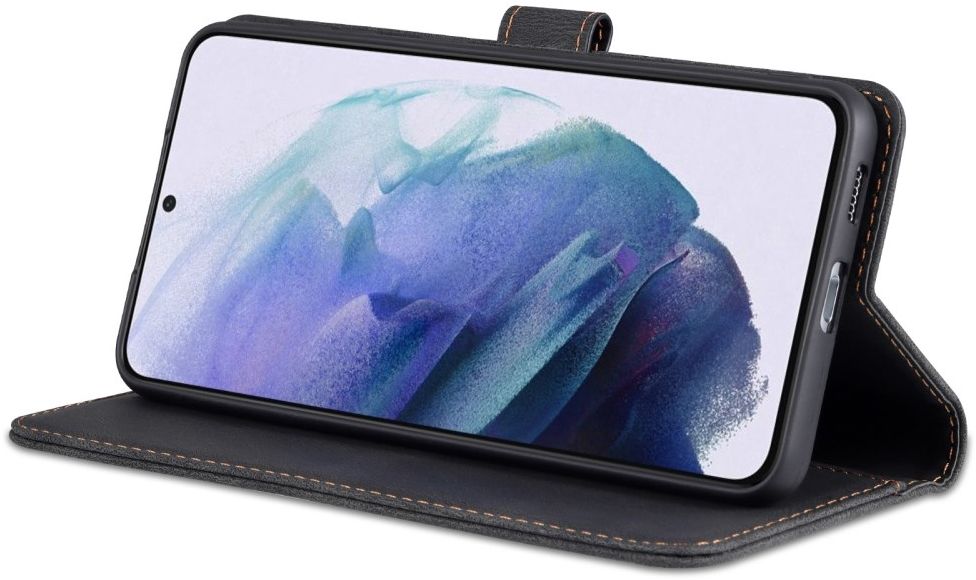 AZNS Samsung Galaxy S22 Hoesje Wallet Book Case Kunstleer Zwart afbeelding 4