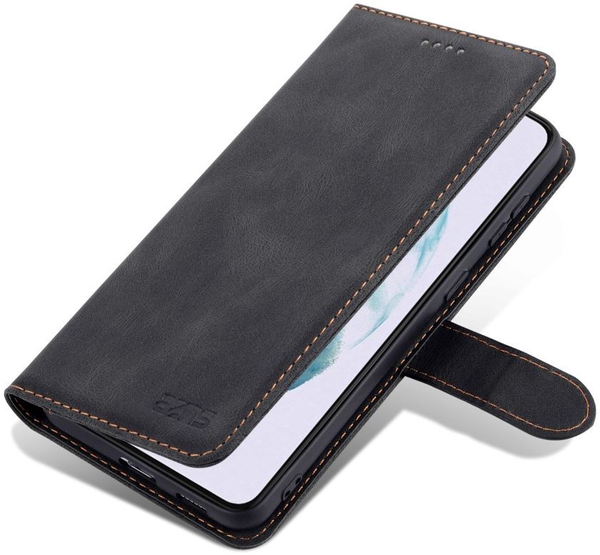 AZNS Samsung Galaxy S22 Hoesje Wallet Book Case Kunstleer Zwart afbeelding 2