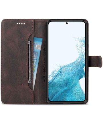AZNS Samsung Galaxy S22 Hoesje Wallet Book Case Kunstleer Bruin Hoesjes