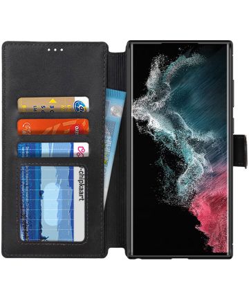 Samsung Galaxy S22 Ultra Hoesje RFID Portemonnee Book Case Zwart Hoesjes