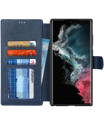 Samsung Galaxy S22 Ultra Hoesje RFID Portemonnee Book Case Blauw Hoesjes