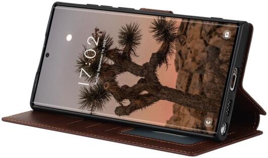 Samsung Galaxy S22 Ultra Hoesje RFID Portemonnee Book Case Bruin afbeelding 9