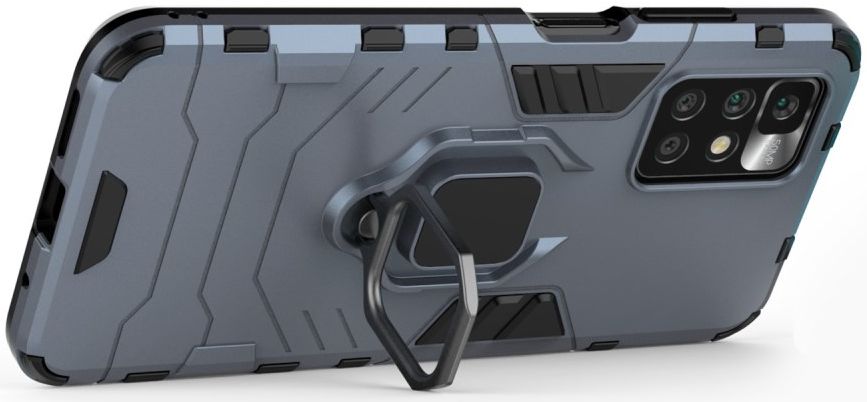 Xiaomi Redmi 10 Hoesje Shock Proof Back Cover met Kickstand Blauw afbeelding 2