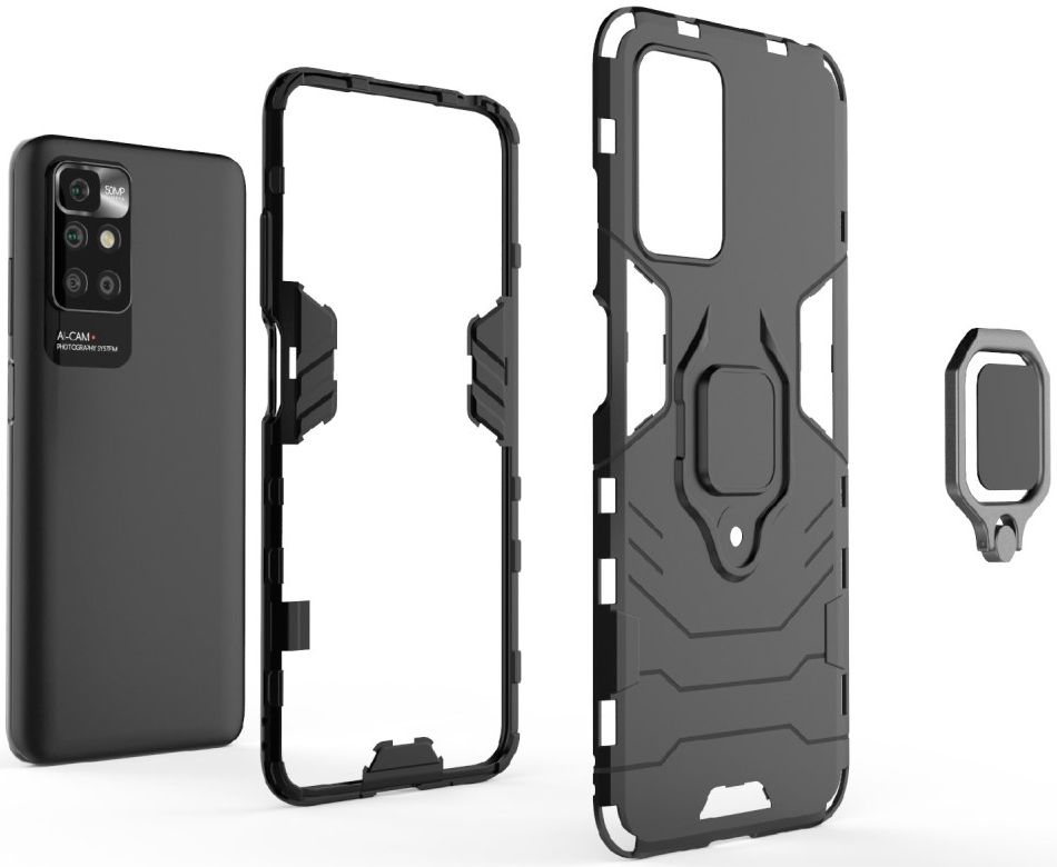Xiaomi Redmi 10 Hoesje Shock Proof Back Cover met Kickstand Blauw afbeelding 6