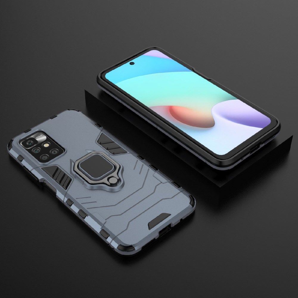 Xiaomi Redmi 10 Hoesje Shock Proof Back Cover met Kickstand Blauw afbeelding 4