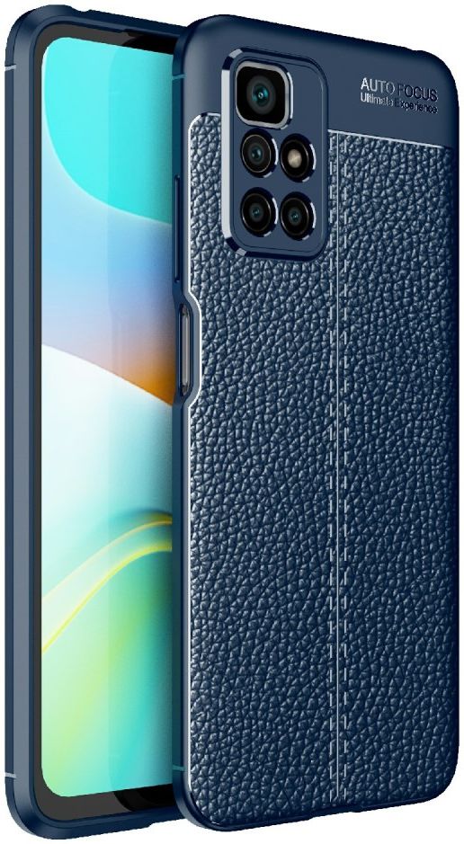 Xiaomi Redmi 10 Hoesje TPU Back Cover Kunstleer Textuur Blauw afbeelding 1