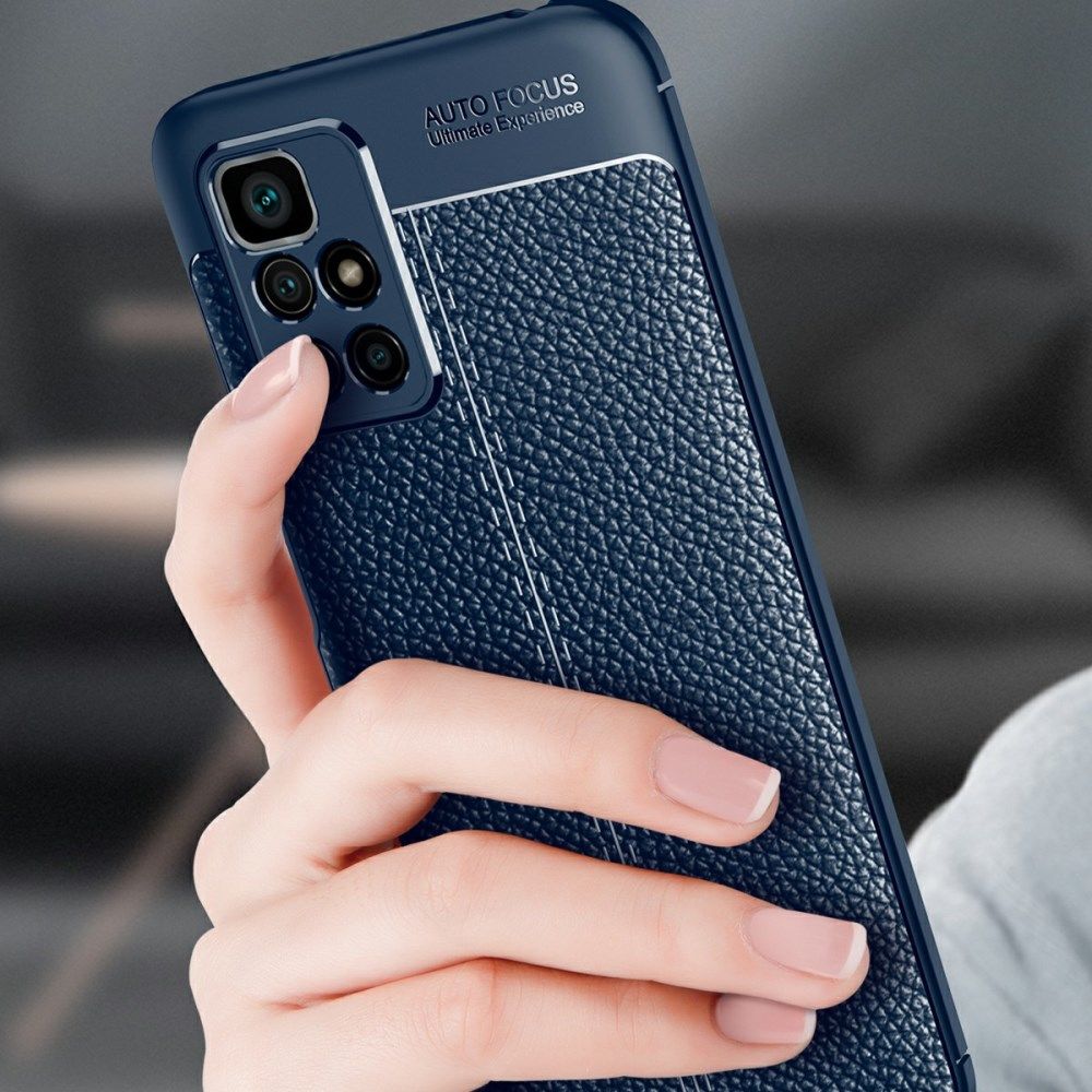 Xiaomi Redmi 10 Hoesje TPU Back Cover Kunstleer Textuur Blauw afbeelding 3