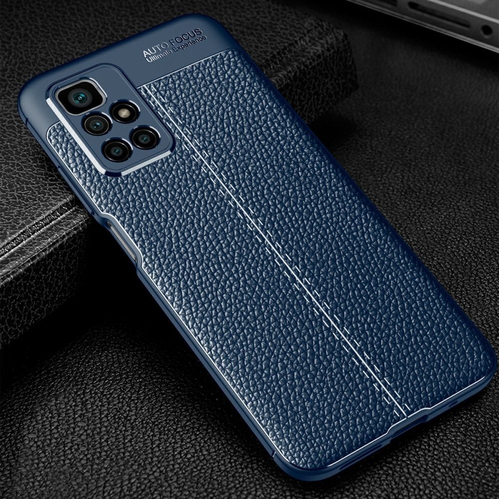 Xiaomi Redmi 10 Hoesje TPU Back Cover Kunstleer Textuur Blauw afbeelding 2
