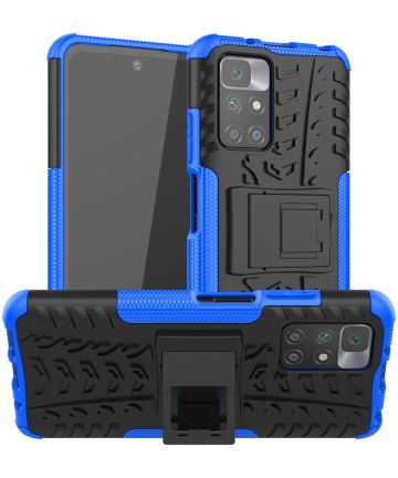 Xiaomi Redmi 10 Hoesje Hybride Kickstand Back Cover Blauw Hoesjes
