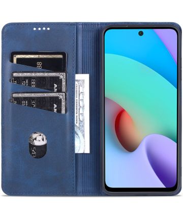 AZNS Xiaomi Redmi 10 Hoesje Portemonnee Book Case Kunstleer Blauw Hoesjes