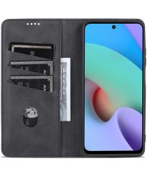 AZNS Xiaomi Redmi 10 Hoesje Portemonnee Book Case Kunstleer Zwart
