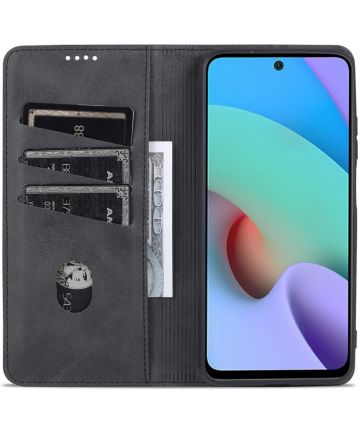 AZNS Xiaomi Redmi 10 Hoesje Portemonnee Book Case Kunstleer Zwart Hoesjes