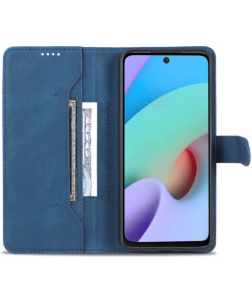 AZNS Xiaomi Redmi 10 Hoesje Wallet Book Case Kunstleer Blauw Hoesjes