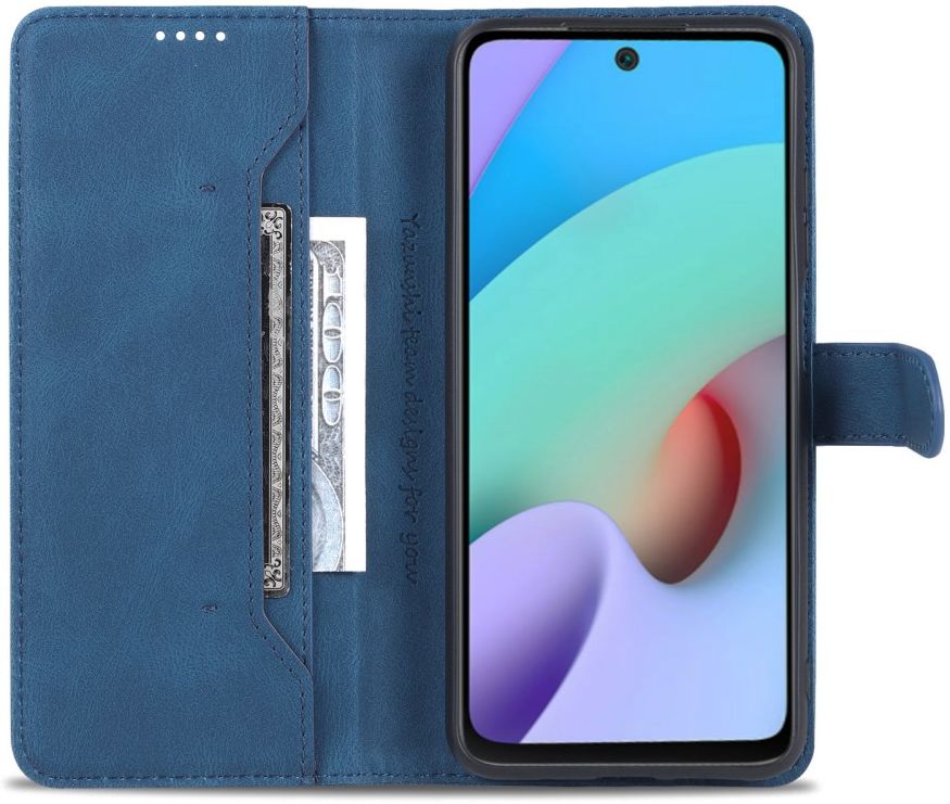 AZNS Xiaomi Redmi 10 Hoesje Wallet Book Case Kunstleer Blauw afbeelding 1