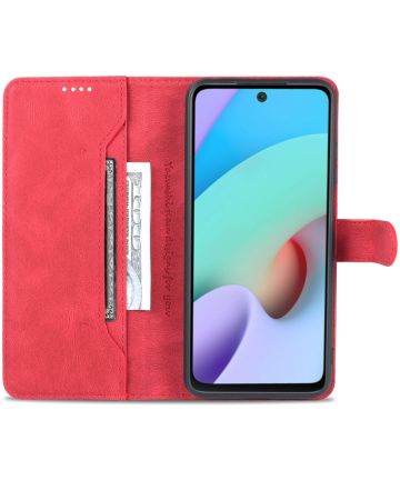 AZNS Xiaomi Redmi 10 Hoesje Wallet Book Case Kunstleer Rood Hoesjes