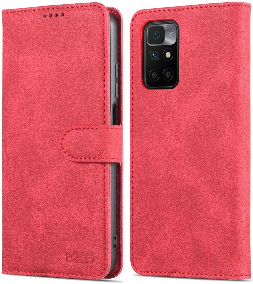 AZNS Xiaomi Redmi 10 Hoesje Wallet Book Case Kunstleer Rood afbeelding 3