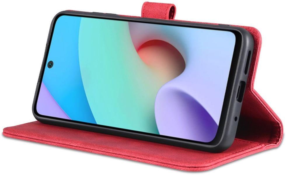 AZNS Xiaomi Redmi 10 Hoesje Wallet Book Case Kunstleer Rood afbeelding 5