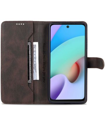 AZNS Xiaomi Redmi 10 Hoesje Wallet Book Case Kunstleer Bruin Hoesjes